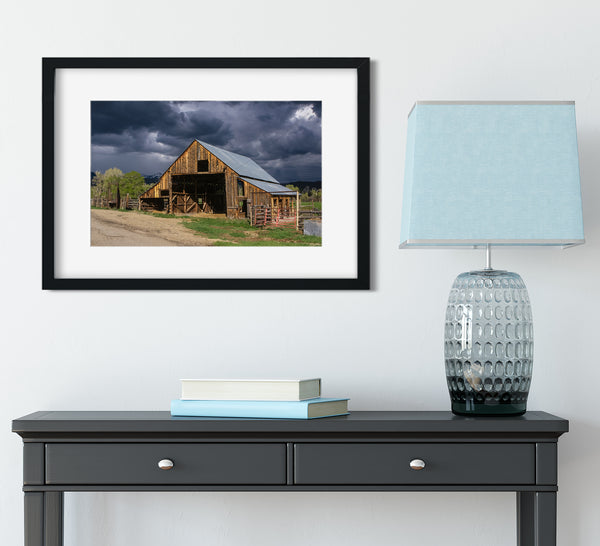 Stormy Sky Sunlit Barn Photo Print Colorado Wall Art -