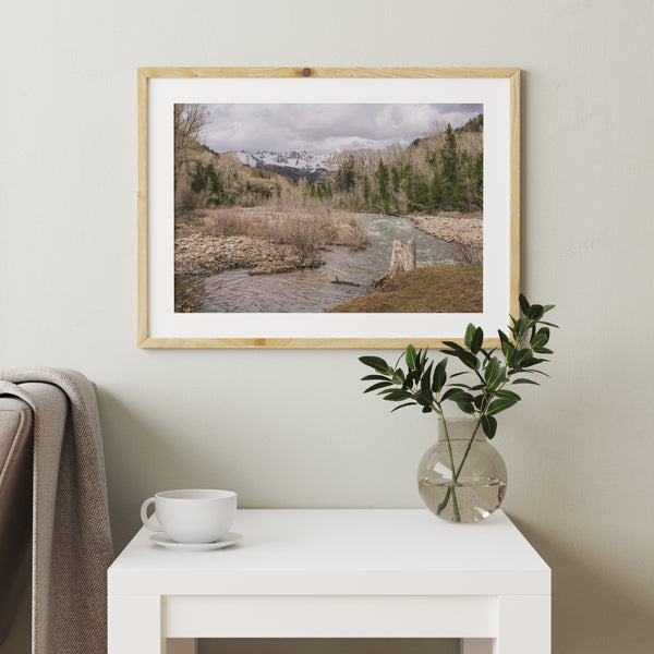 Springtime Mountain River View Photo Print | Canvas -