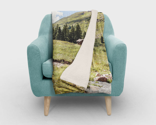 Colorado Rustic Cabin Sherpa Fleece Blanket - Home Decor
