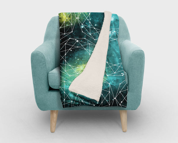 Outer Space Geometric Blue Sherpa Fleece Blanket - Home
