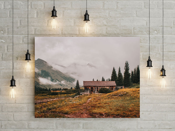 Foggy Mountains Cabin Photo Print Colorado Wildflowers