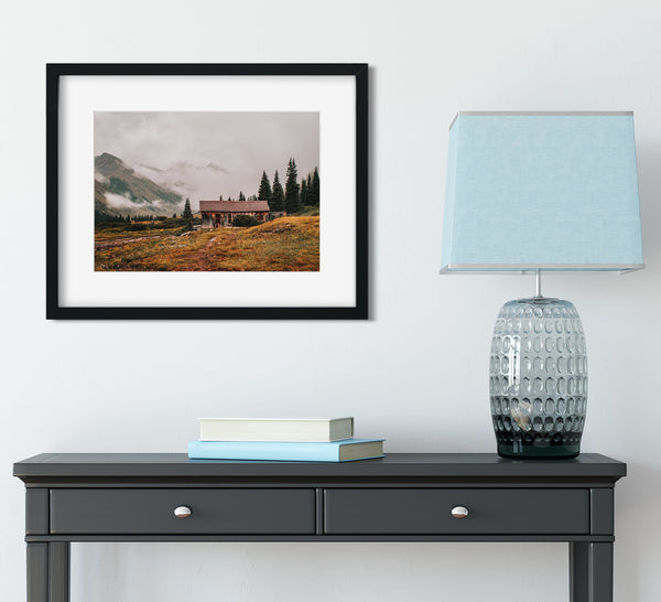 Foggy Mountains Cabin Photo Print Colorado Wildflowers