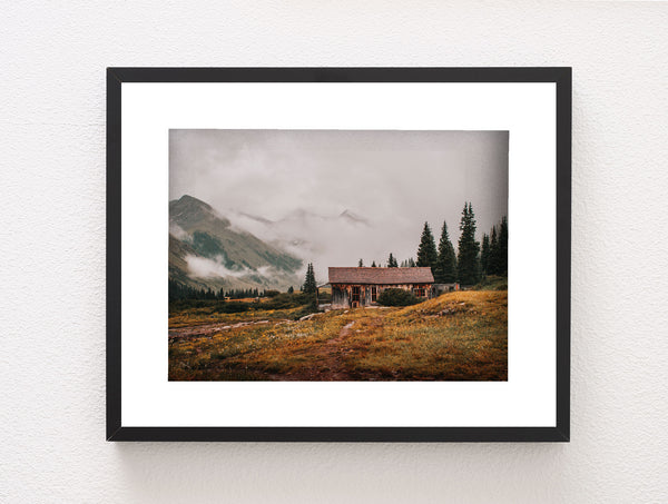 Foggy Mountains Cabin Photo Print Colorado Wildflowers