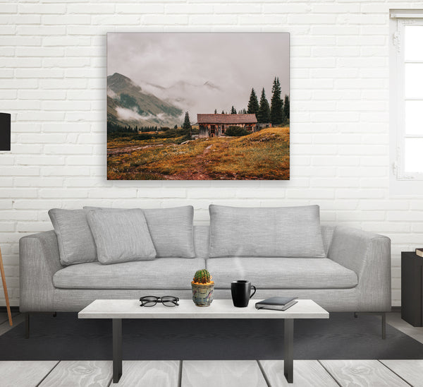 Foggy Mountains Cabin Photo Print Colorado Wildflowers