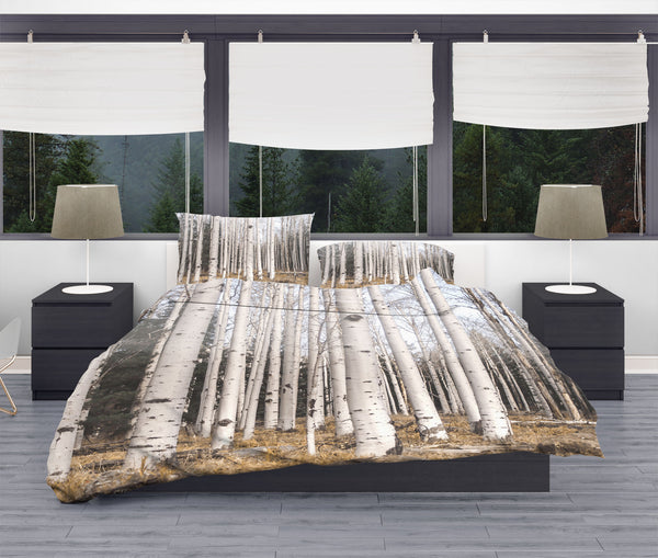Birch Trees Comforter / Duvet Cover Aspen Blanket Queen Twin