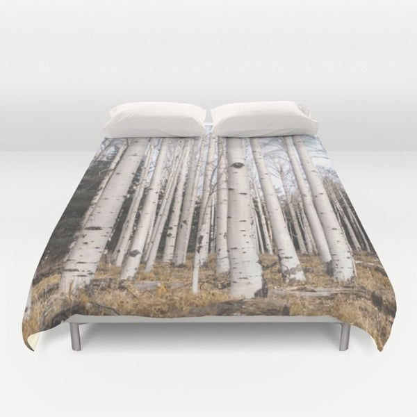 Birch Trees Comforter or Duvet Cover, Nature Bedding Lost In Nature