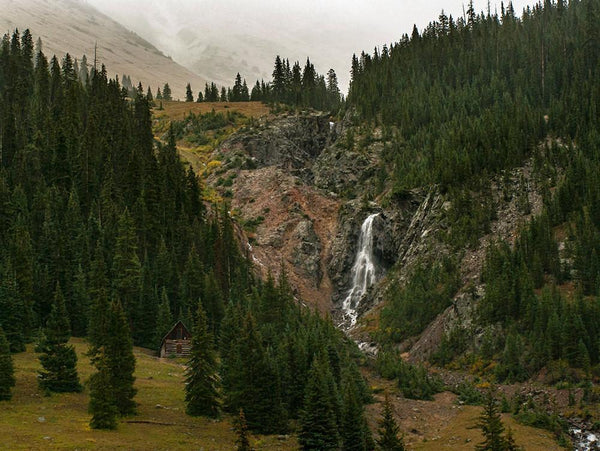 Silverton Colorado Cabin and Waterfall Rustic Photo Print -