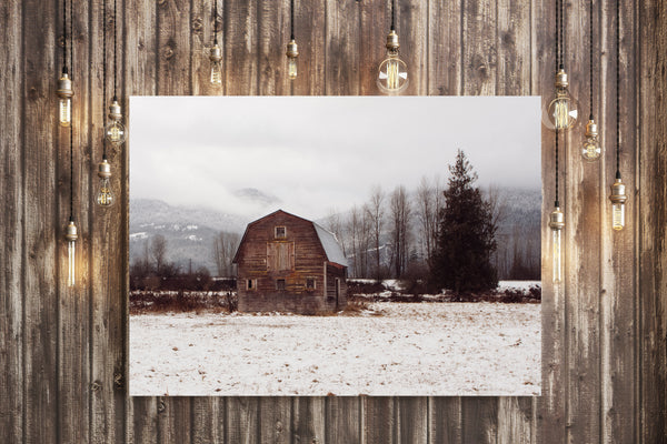 Winter Barn Clark Fork Idaho Rustic Art Print - Photography