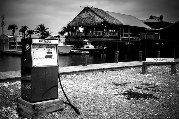 Coco Marina Cocodrie Louisiana Black and White Photo Print -