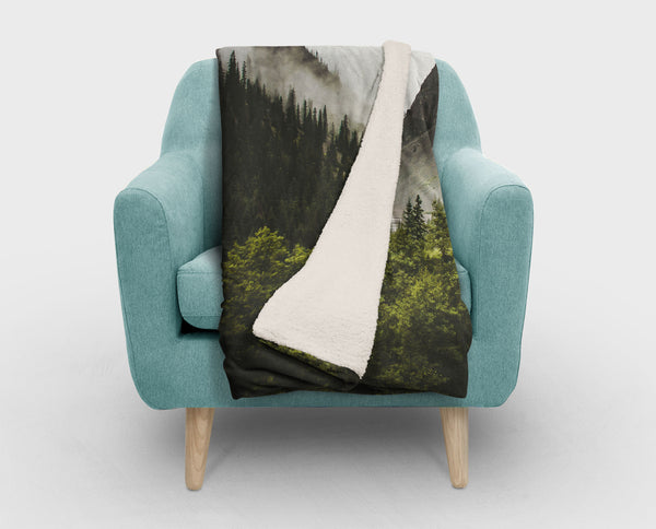 Mountain Range Sherpa Fleece Blanket - Home Decor