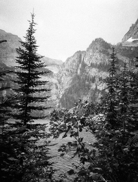 Scenic Mountain Lake Beauty Black and White Photo Print