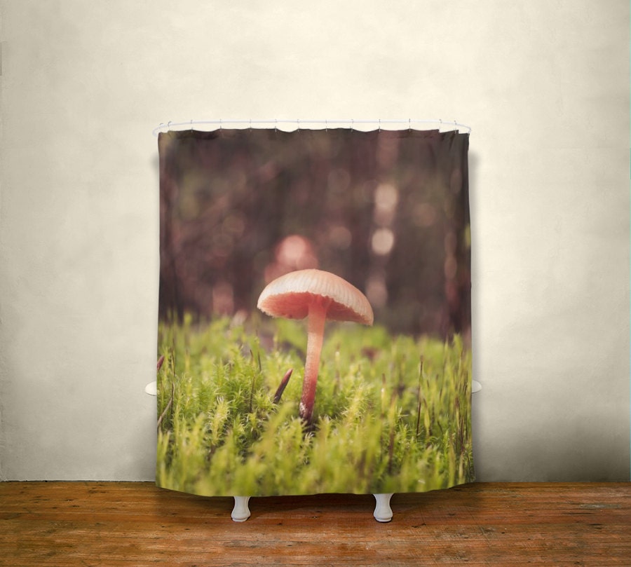 Tiny Mushroom Shower Curtain, 71x74 inch, Woodland Forest Decor