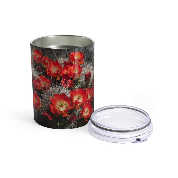 Red Cactus Flowers Tumbler 10oz Stainless Steel Travel