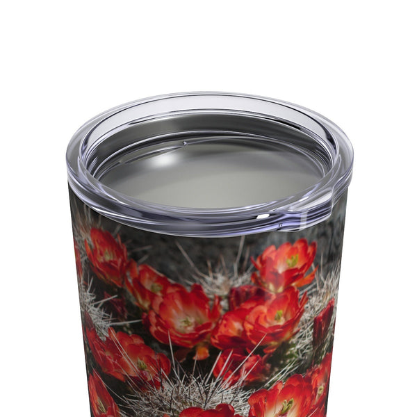 Red Cactus Flowers Tumbler 10oz Stainless Steel Travel
