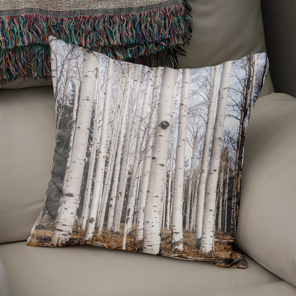 Set of 4 Aspen Throw Pillow Covers Birch Trees Lodge Decor