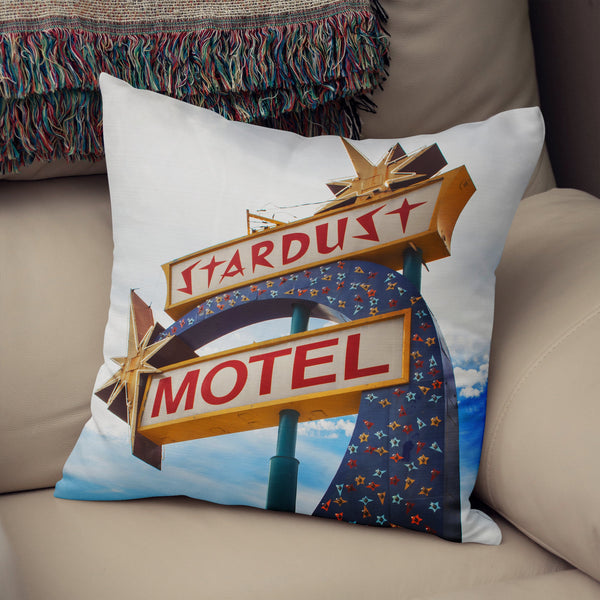 Set of 4 Throw Pillow Covers Retro Motel Signs Travel Theme
