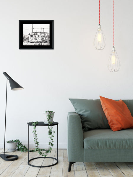Airstream Camper Photo Print Black and White Film