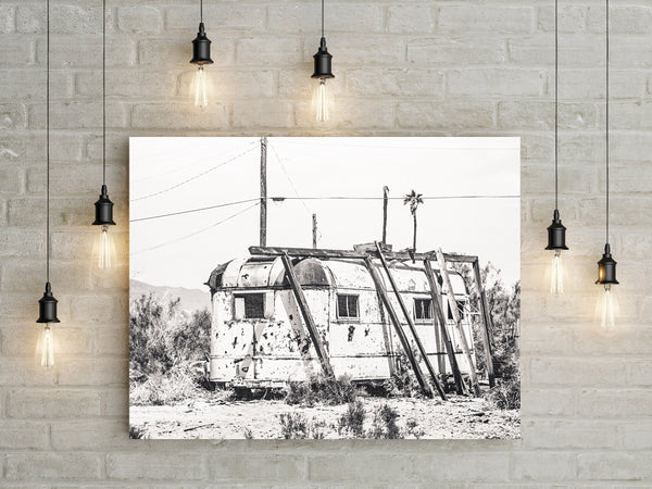 Airstream Camper Photo Print Black and White Film