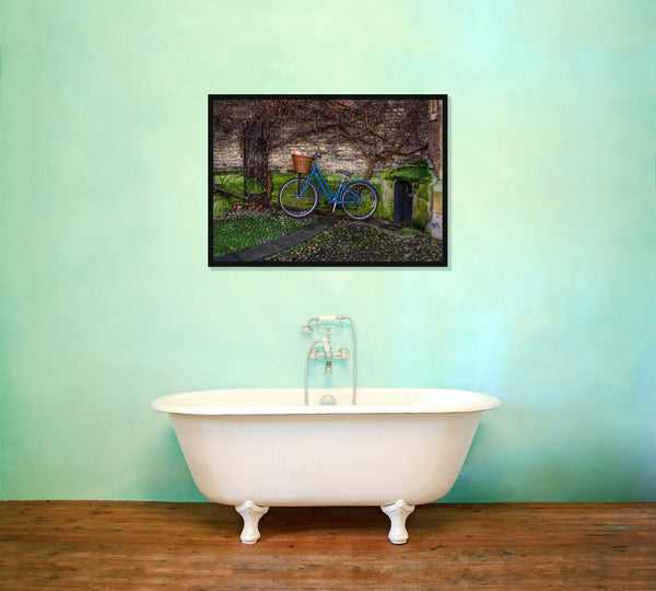 Blue Bicycle Art Print Cambridge England UK Photography