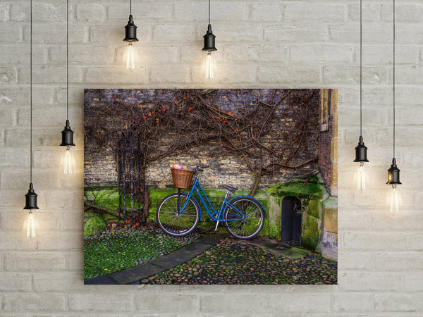 Blue Bicycle Art Print Cambridge England UK Photography