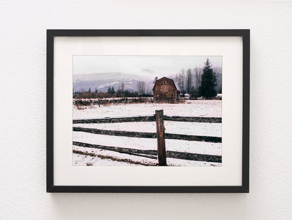Winter Barn Rustic Photography Idaho Photo Print