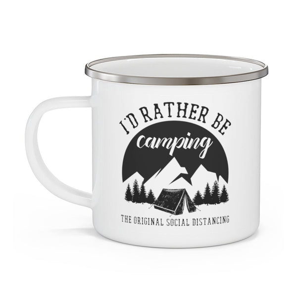 ’I’d Rather Be Camping’ Rustic Enamel Campfire Mug -12oz