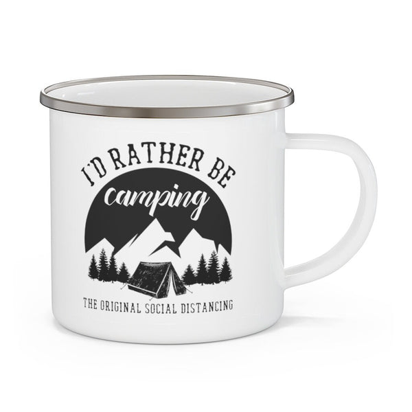 ’I’d Rather Be Camping’ Rustic Enamel Campfire Mug -12oz