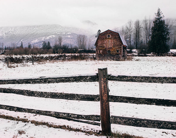 Winter Barn Rustic Photography Idaho Photo Print