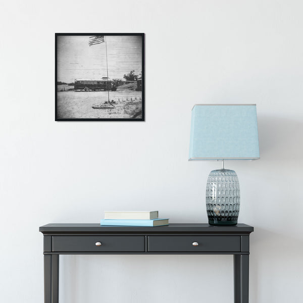 On the Road Schoolie Wall Art Print Square Black and White