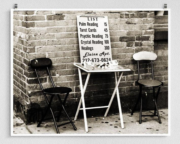 Palm Reader New York Black and White Photo Print -