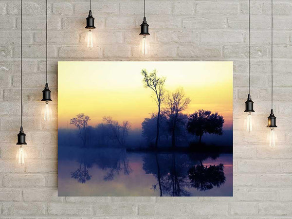 Trees at Sunrise Lake Reflection Louisiana Nature Wall Art