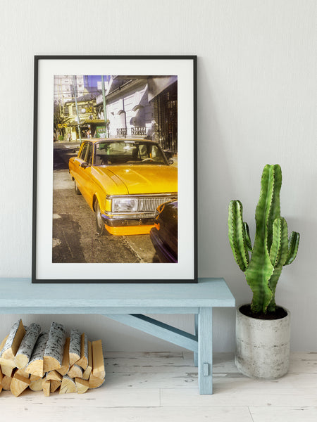 Vintage Yellow Car Wall Art Buenos Aires Street Photography