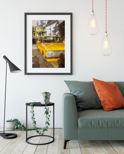 Vintage Yellow Car Wall Art Buenos Aires Street Photography