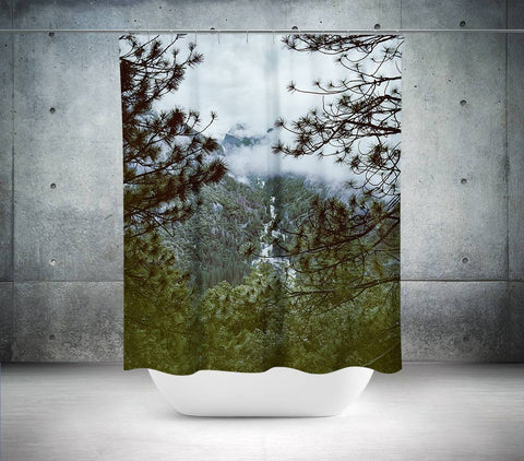 Yosemite Foggy Forest View Shower Curtain 71x74 inches - in