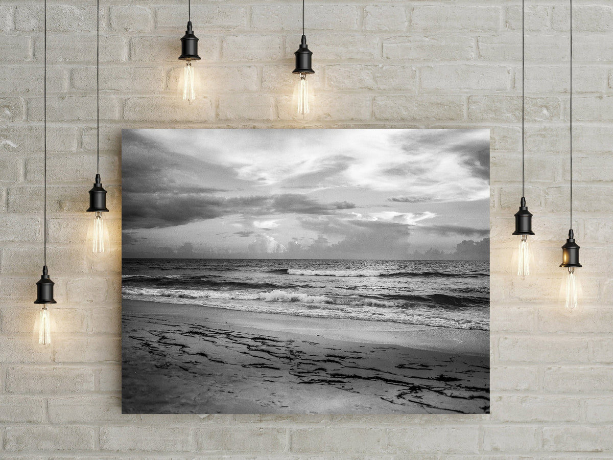 Tybee Island Seascape Photograph, Georgia Coast, Black and White Fine Art Print