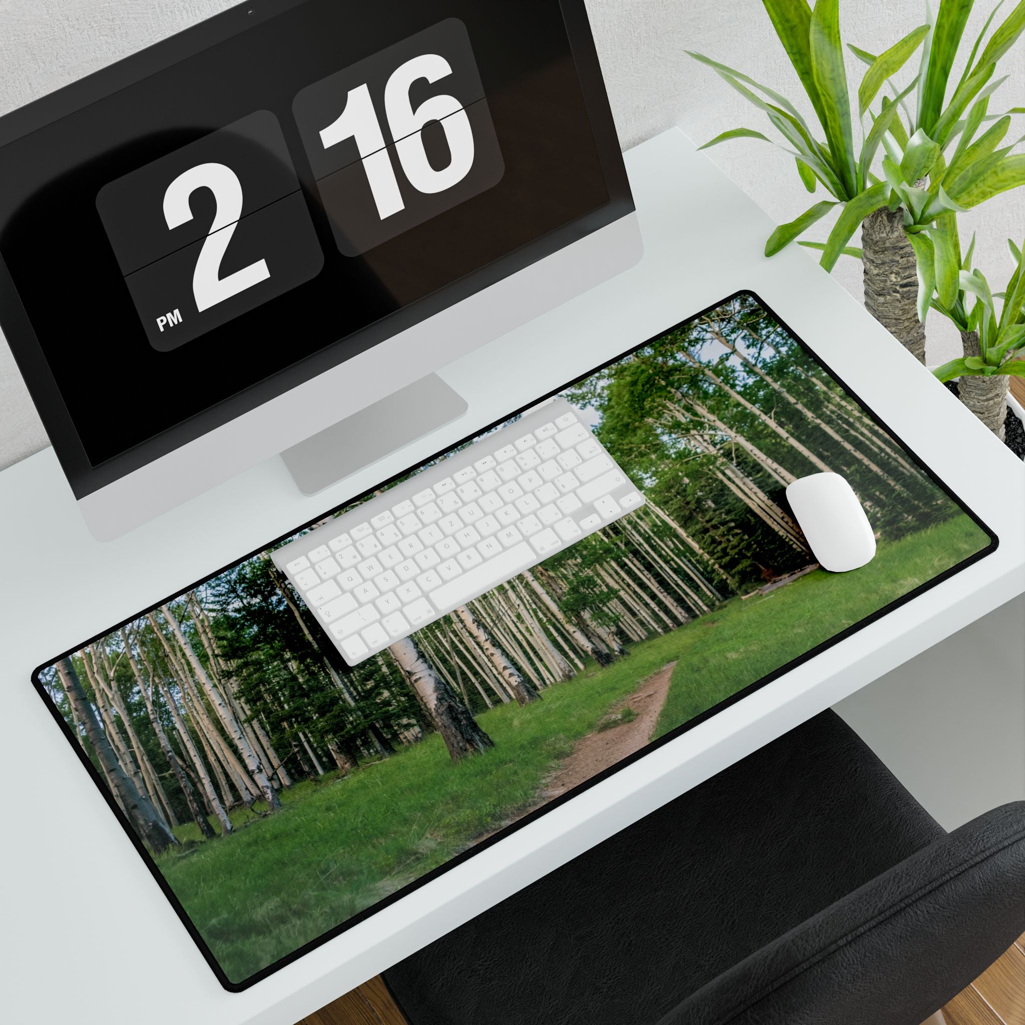 Forest Aspen Path Desk Mat - Large Gaming/Office Mousepad