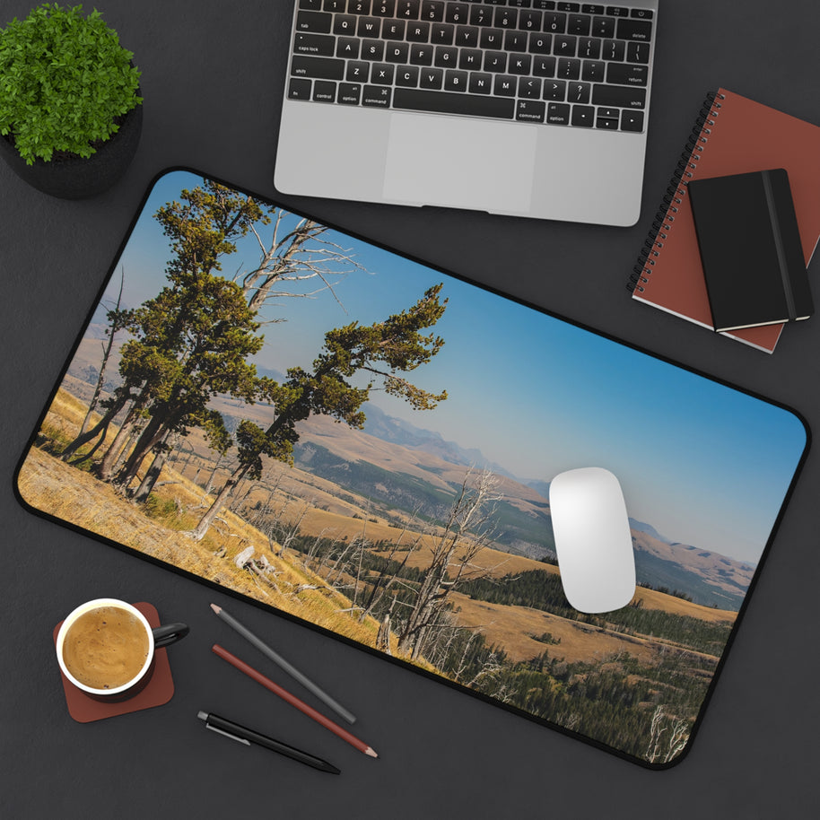 Yellowstone Desk Mat - Golden Valley Landscape Mouse Pad - Extended Nature Keyboard Pad - Scenic Mountain Decor
