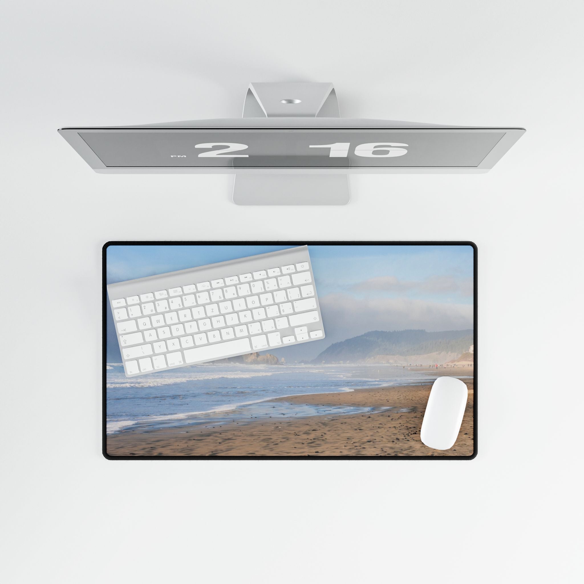 Pacific Beach Desk Mat — Coastal Haystack Rock Scenic Mouse Pad