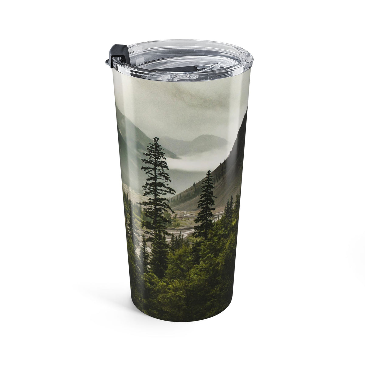 Misty Mountain Valley Forest Travel Mug 20oz | Scenic Nature Landscape Travel Cup