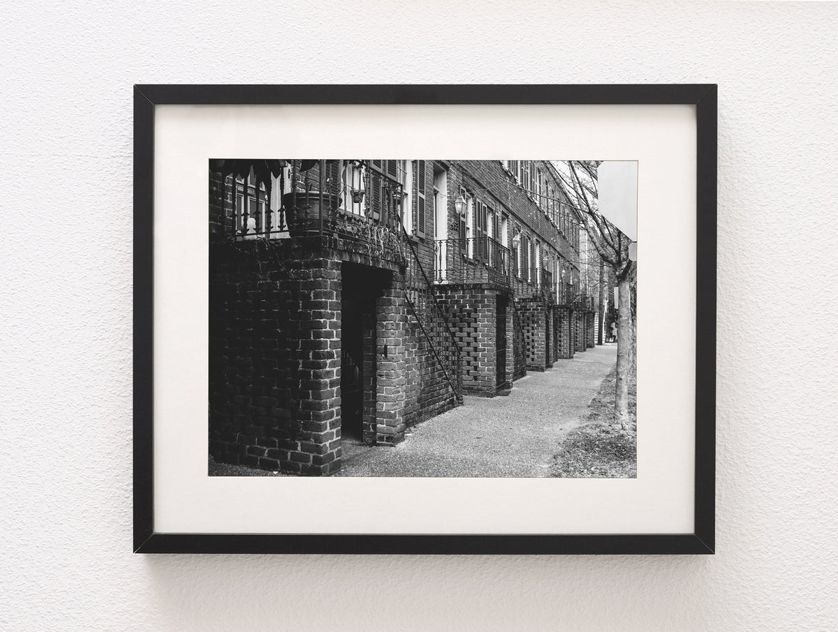 Savannah Georgia Street Photography, Black and White Row House Print