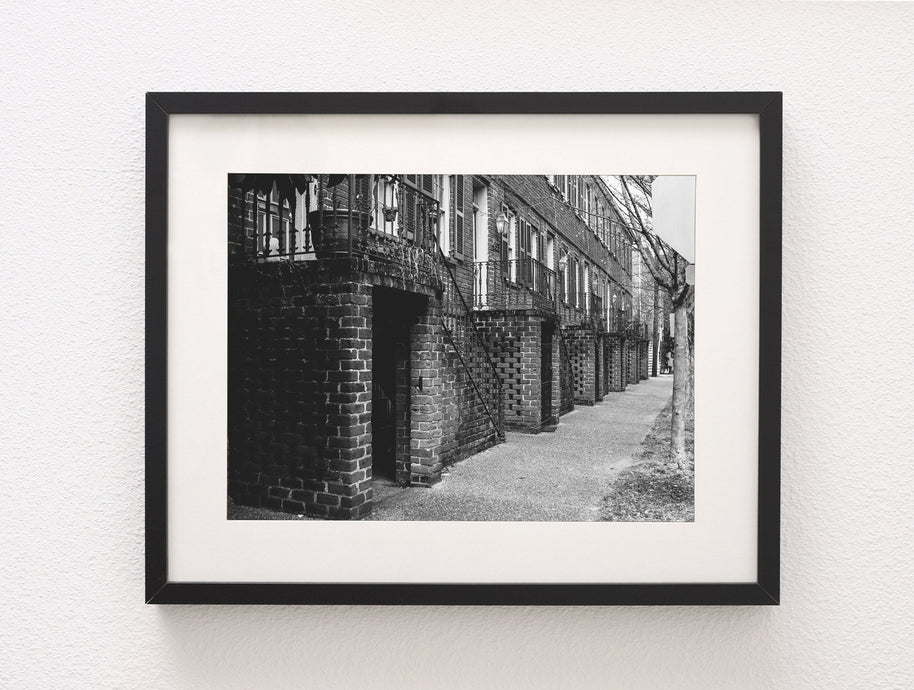 Savannah Georgia Street Photography, Black and White Row House Print