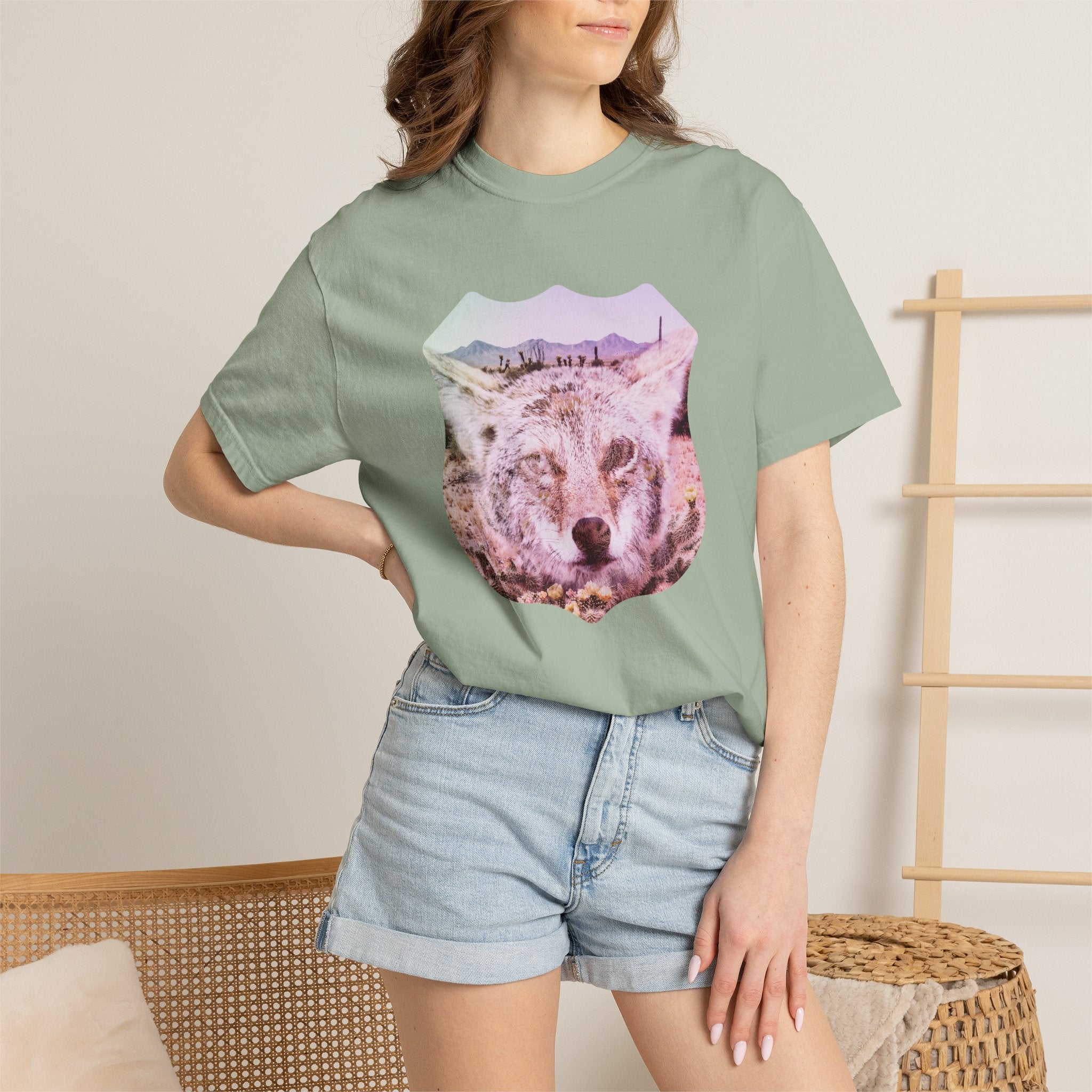 Route 66 Desert Coyote T-Shirt | Southwestern Wildlife Graphic Tee, Unisex
