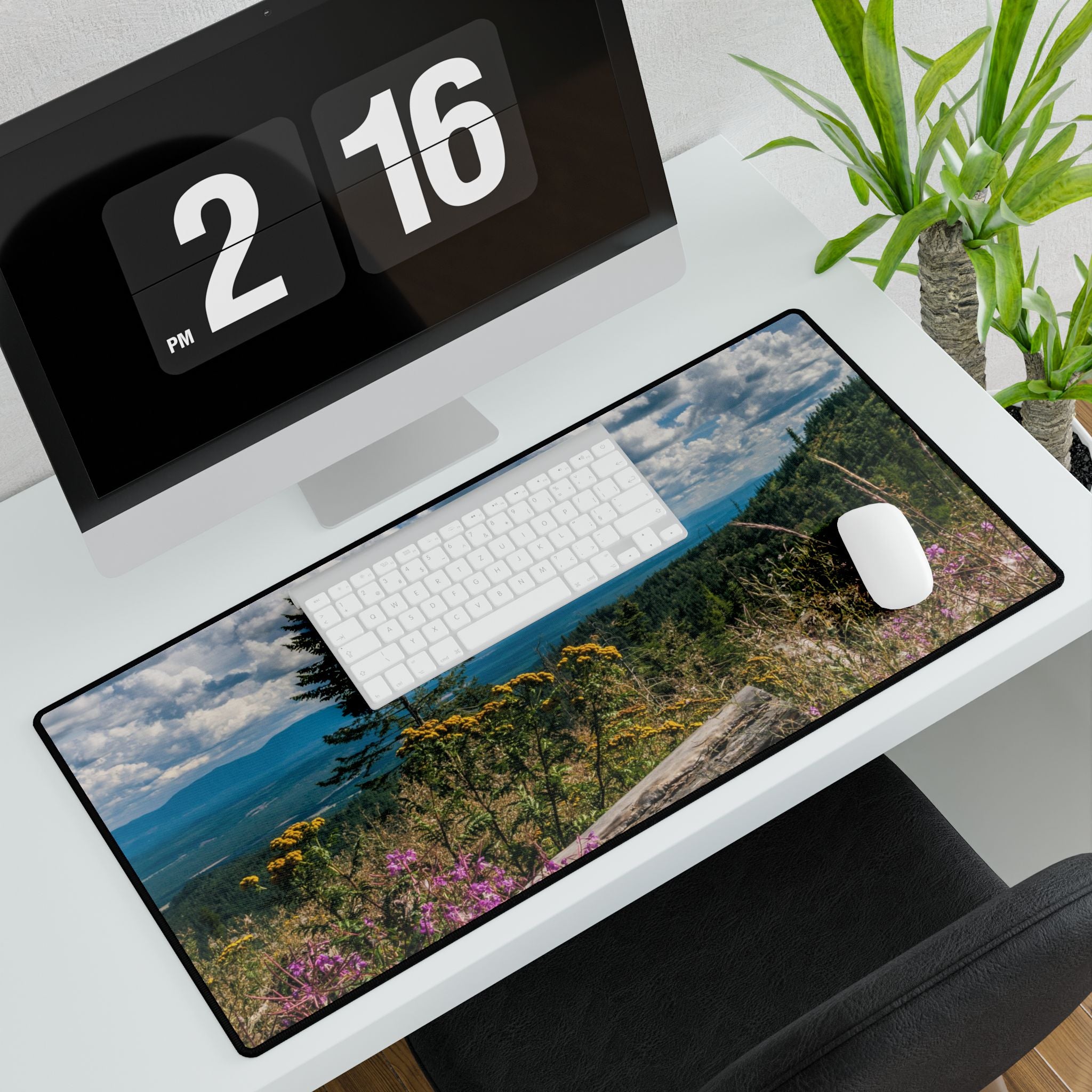 Mountaintop Wildflowers Desk Mat — Scenic Landscape Mouse Pad for Office & Home