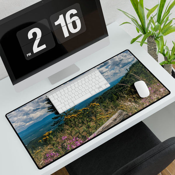 Mountaintop Wildflowers Desk Mat — Scenic Landscape Mouse Pad for Office & Home