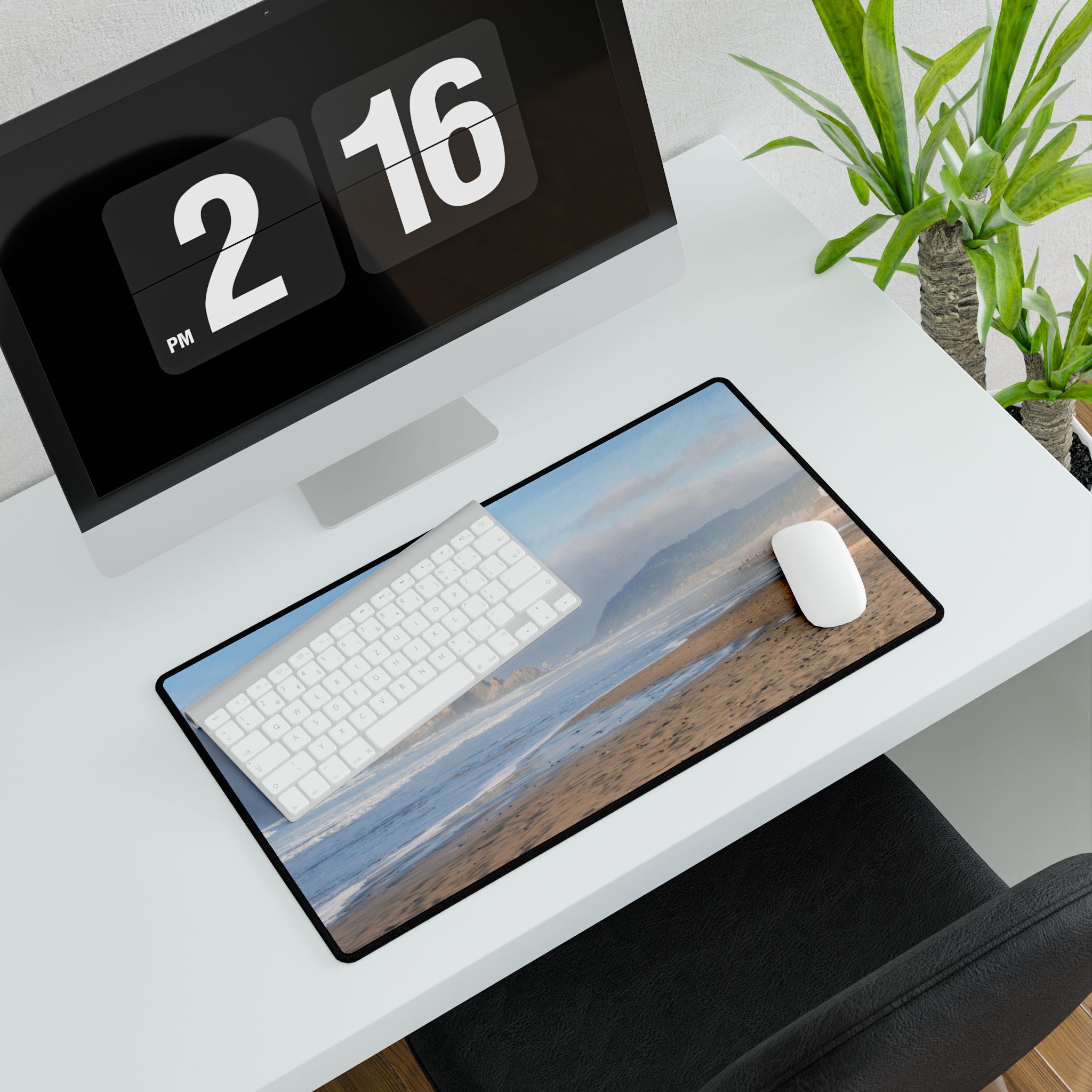 Pacific Beach Desk Mat — Coastal Haystack Rock Scenic Mouse Pad
