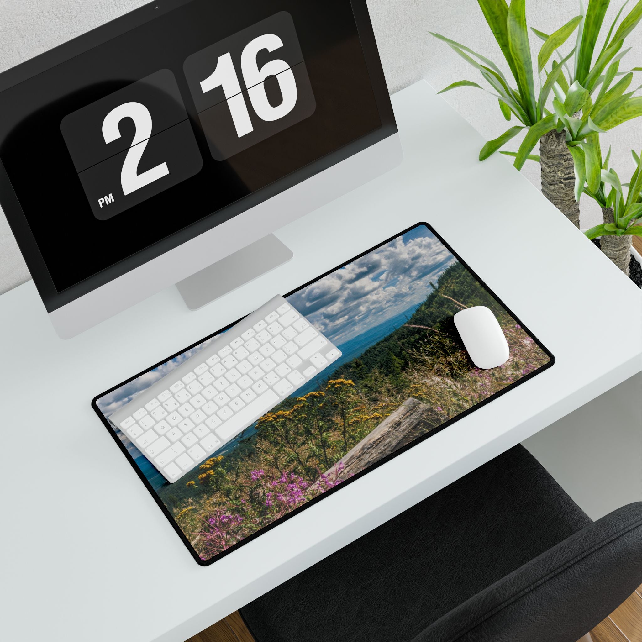 Mountaintop Wildflowers Desk Mat — Scenic Landscape Mouse Pad for Office & Home