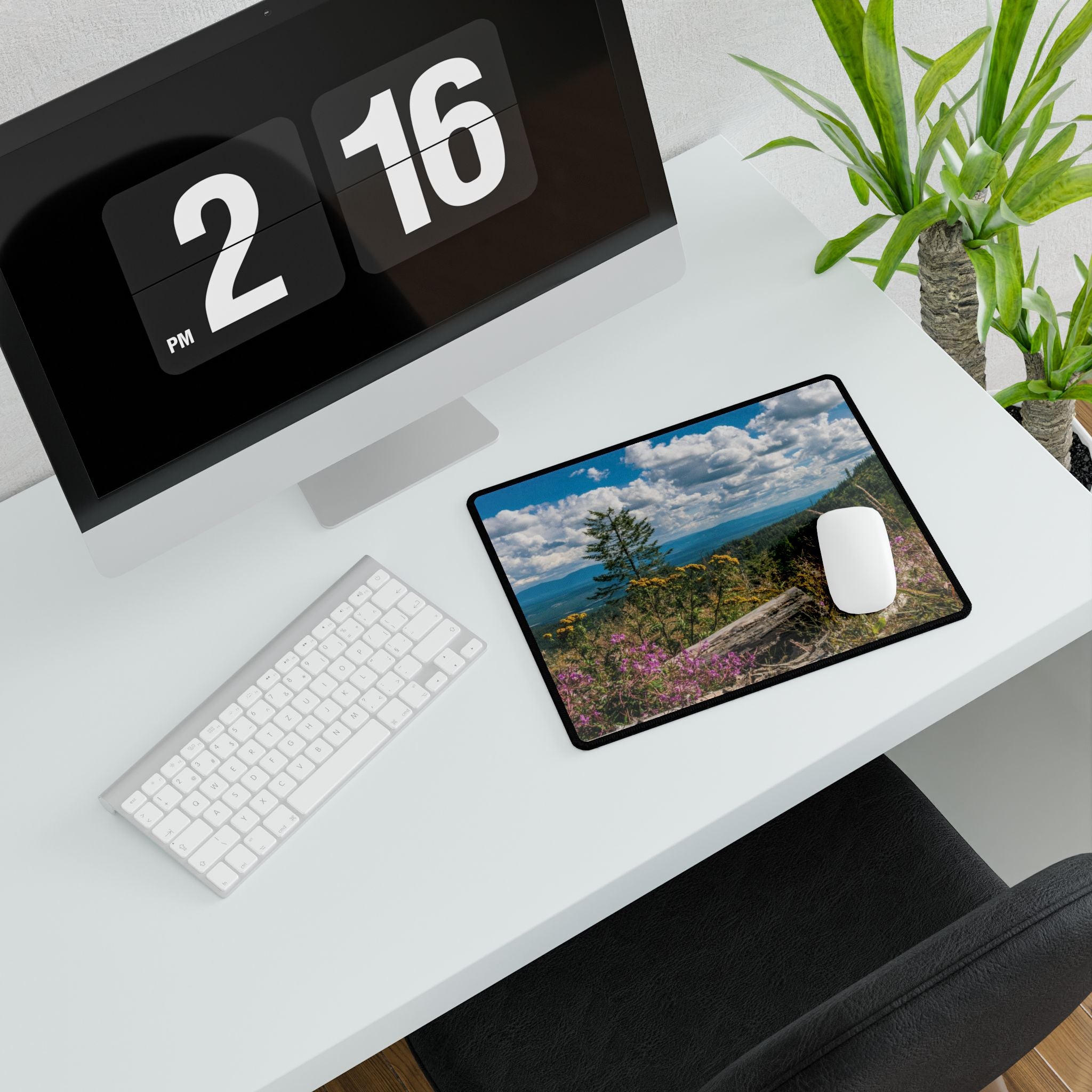 Mountaintop Wildflowers Desk Mat — Scenic Landscape Mouse Pad for Office & Home