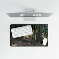 Cedar Forest Sunrise Desk Mat — Large Scenic Mouse Pad for Office & Gaming