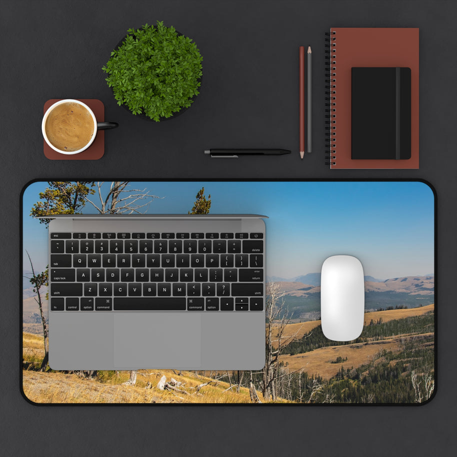Yellowstone Desk Mat - Golden Valley Landscape Mouse Pad - Extended Nature Keyboard Pad - Scenic Mountain Decor
