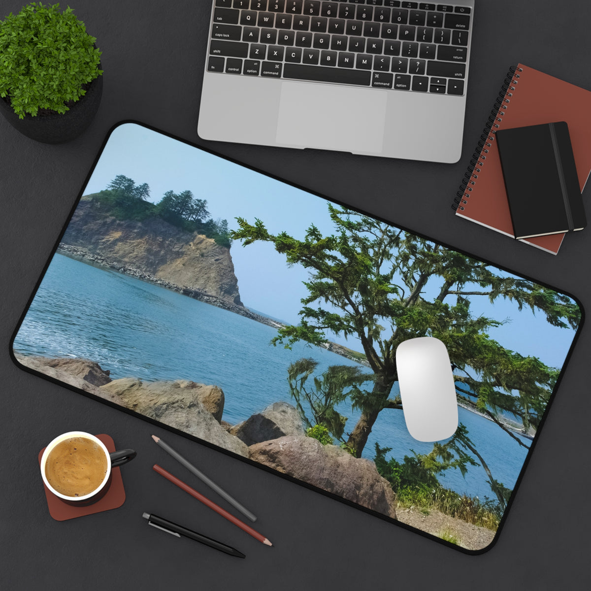 LaPush Washington Coastal Desk Mat - Pacific Northwest Ocean Mouse Pad - Extended Nature Keyboard Mat - Scenic Beach Workspace Decor
